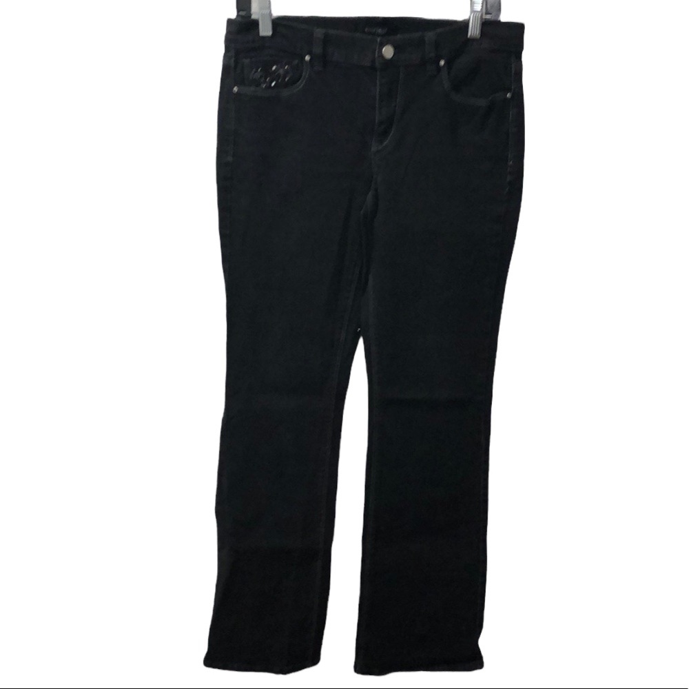 {WHBM} Black Noir Boot Leg Jeans 8R